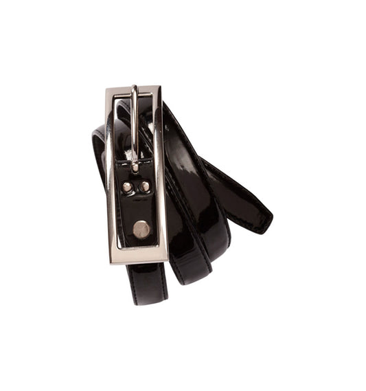 Womens Black Semi-Patent Belt (BB10920) - BW703