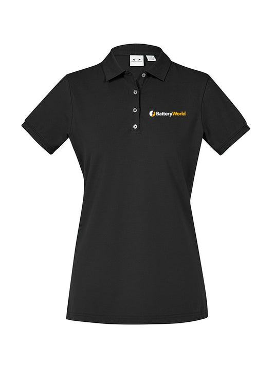 BWSO Womens Black Stretch Cotton Polo (P105LS) - BW131