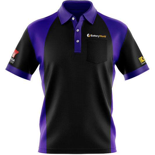 Battery World Men's Polyester Polo - WITH POCKET - FRONT