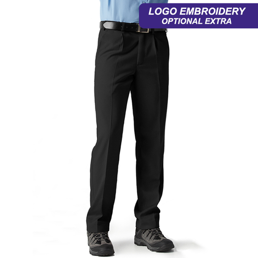 Black Poly Viscose Long Work Pants