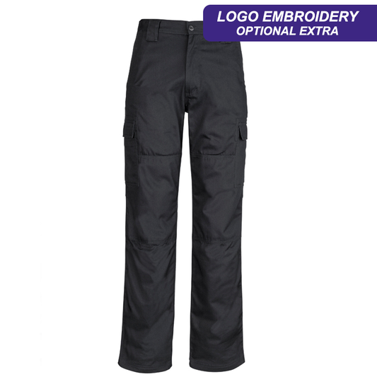Black Cotton Drill Cargo Pants